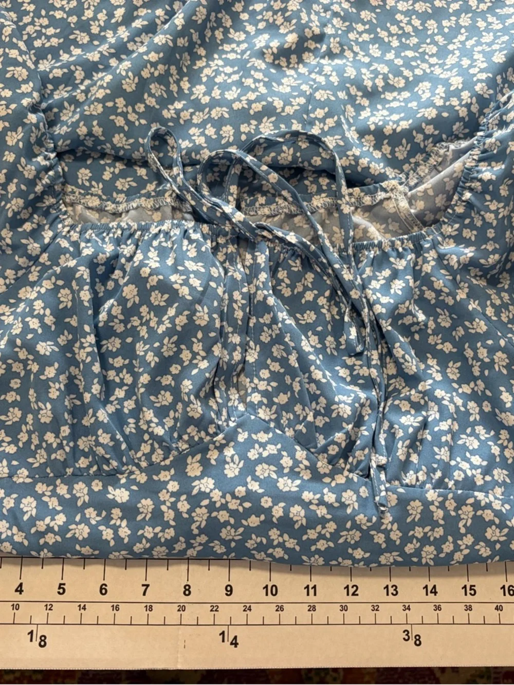 Amazon Blue Floral Maxi Dress with Puff Sleeves - Picture 3 of 4
